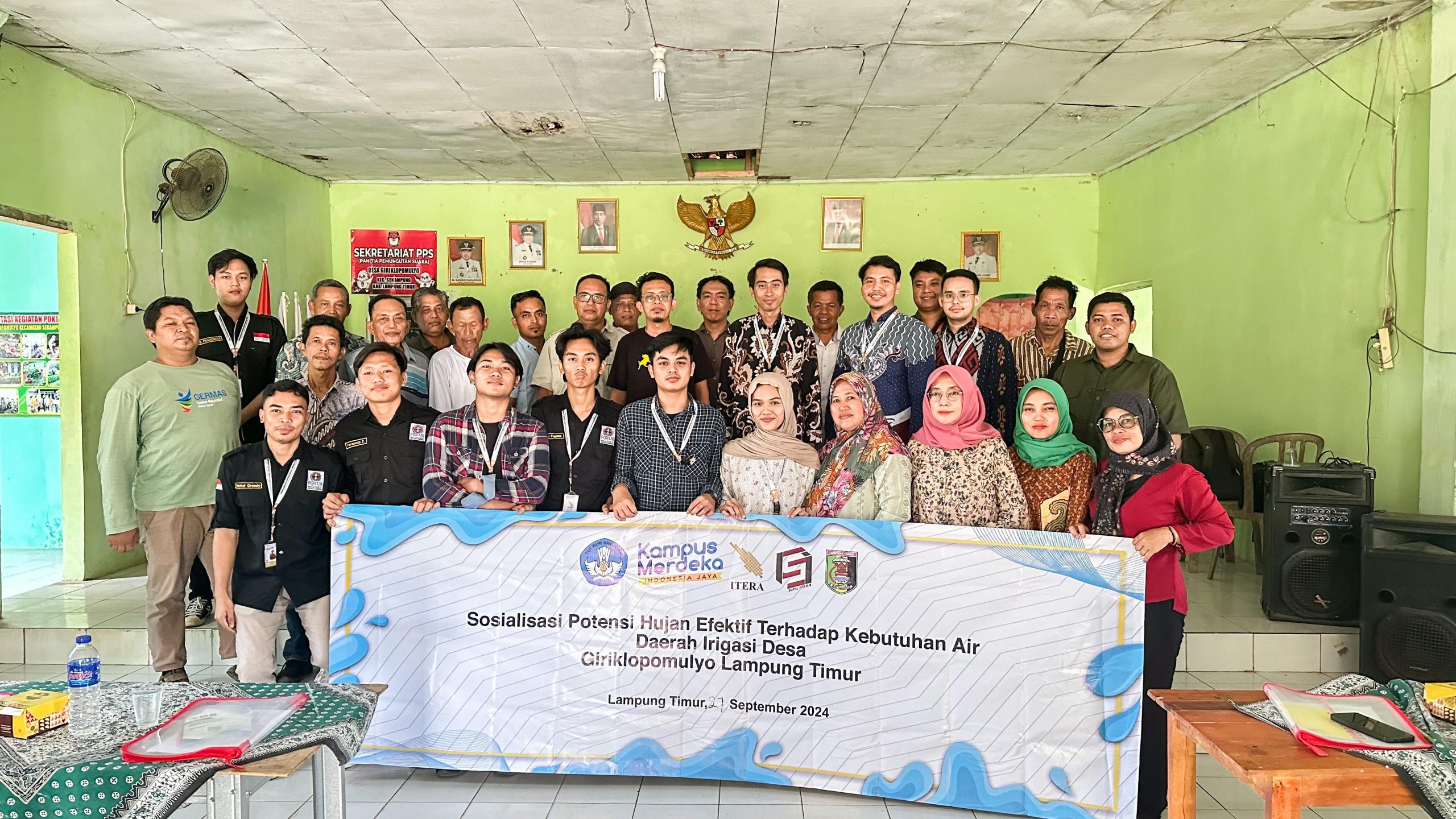 DOSEN FTIK ITERA MENDISEMINASIKAN POTENSI HUJAN DAN DEBIT SUNGAI SERTA KONDISI INFRASTRUKTUR IRIGASI DI DESA GIRIKLOPOMULYO KECAMATAN SEKAMPUNG KABUPATEN LAMPUNG TIMUR